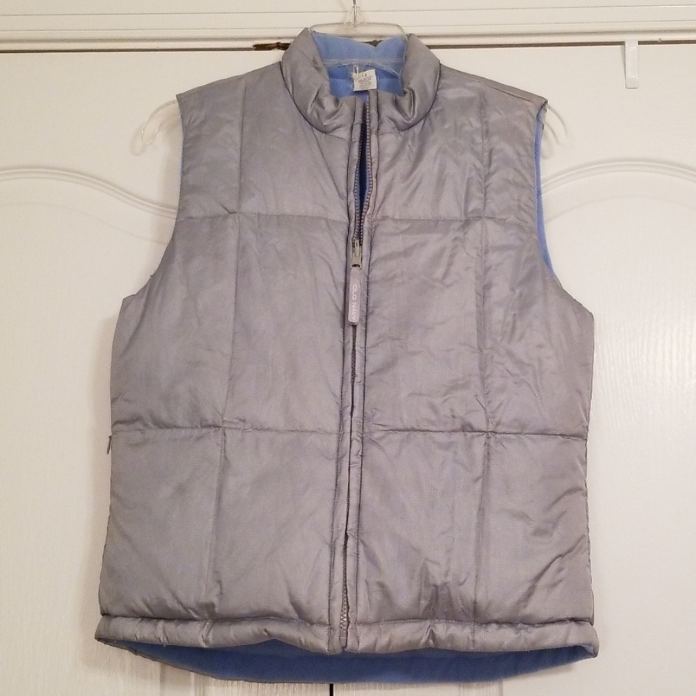 Y2K vintage Ice Blue Old Navy Reversible Nylon Fleece Down Puffer Vest